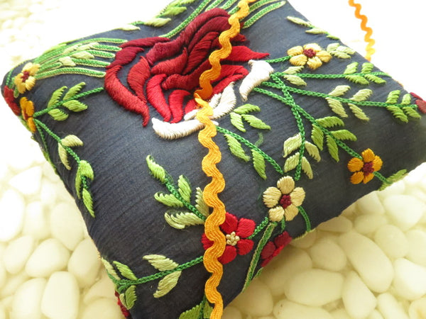 One of a kind embroidered Ring Bearer Pillow