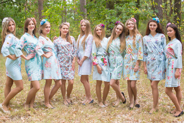 Shades of Light Blue Wedding Colors Bridesmaids Robes