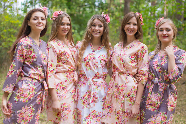 Blush and Charcoal Wedding Colors Bridesmaids Robes