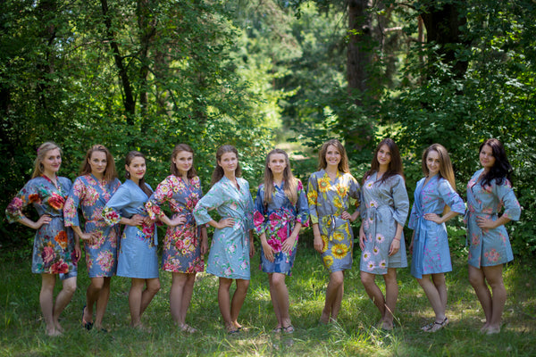 Shades of Gray Wedding Colors Bridesmaids Robes