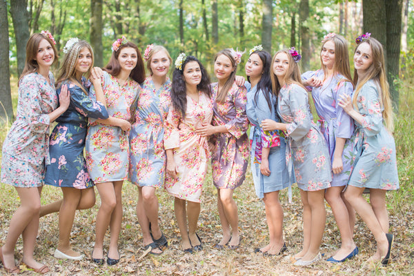 Shades of Gray Wedding Colors Bridesmaids Robes
