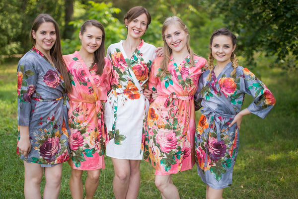 Coral and Gray Wedding Colors Bridesmaids Robes