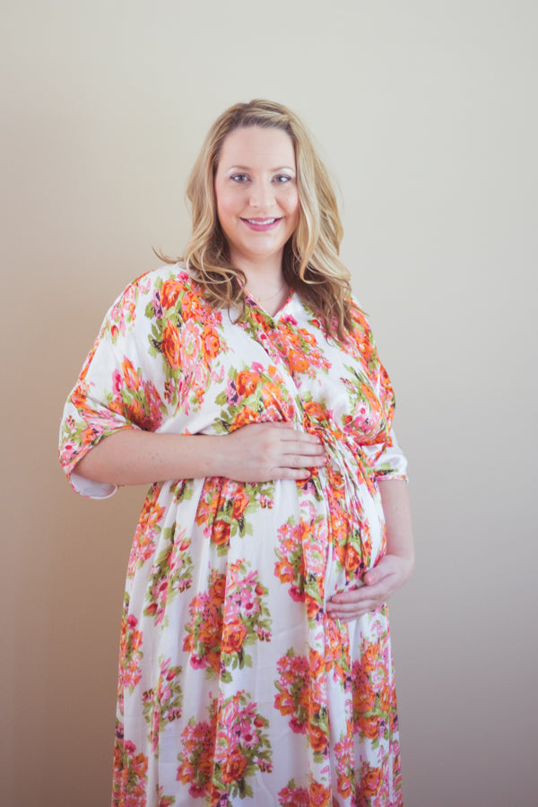 Silk Empire Waist Butterfly Sleeves Maternity Kaftan