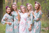 Grayed Jade Faded Flowers Pattern Bridesmaids Robes