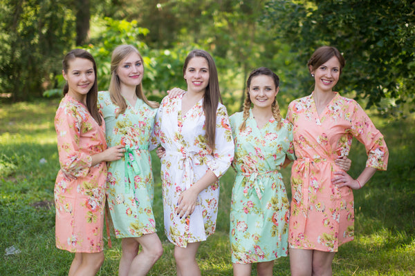 Peach & Mint Wedding Colors Bridesmaids Robes
