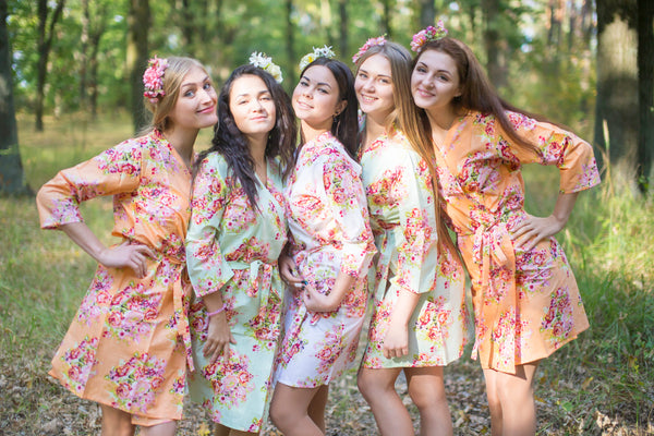 Light Peach & Mint Wedding Colors Bridesmaids Robes