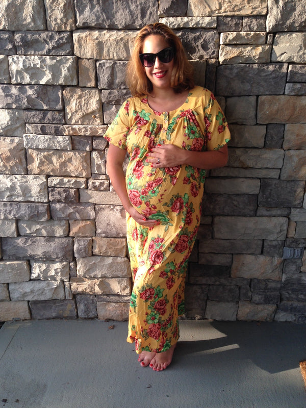 Floral Maternity Muumuu Front Buttoned