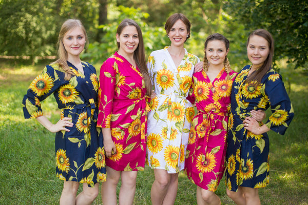 Navy Blue, Gold and Magenta Wedding Colors, Bridesmaids Robes