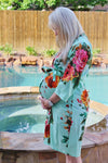 Mint Knee Length Maternity Hospital Gown Delivery Robe