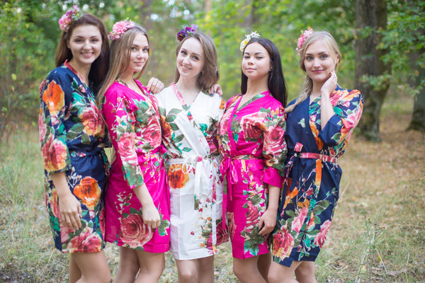 Navy Blue and Magenta Wedding Colors, Bridesmaids Robes