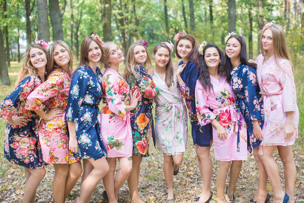 Navy, Pink and Blush Wedding Colors Bridesmaids Robes