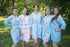 Falling Daisies Pattern Bridesmaids Robes|Light Blue Falling Daisies Pattern Bridesmaids Robes|Falling Daisies