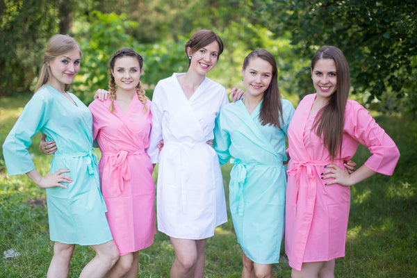 Pink and Mint Wedding Colors Bridesmaids Robes