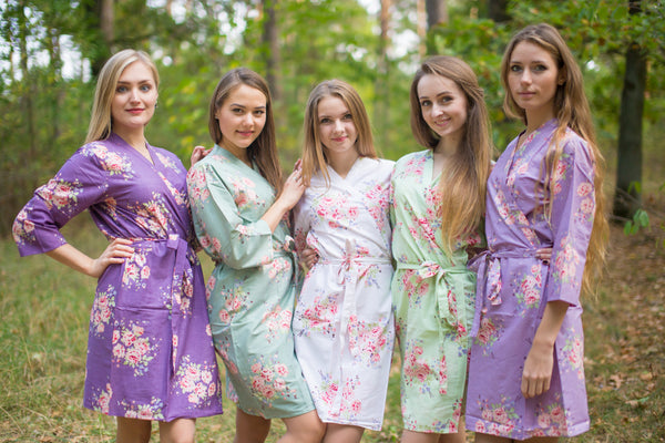 Lilac & Grayed Jade Wedding Colors Bridesmaids Robes