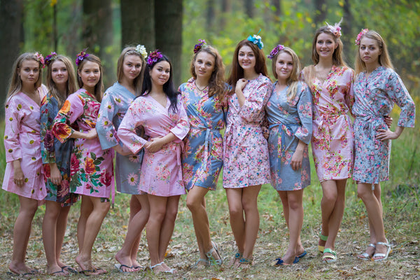Gray and Pink Wedding Colors Bridesmaids Robes