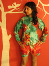Red Teal Floral Shorts