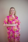 Magenta Silk Front Buttoned Hospital Gown