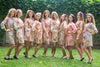 Mismatched Floral Posy Patterned Bridesmaids Robes in Soft Tones