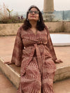Red Geometric Motif Hand-Block Printed Kimono Robe | Available in both Knee and Ankle Length