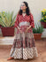 Mixed Patterns Red & Ivory Hand-Block Front Buttoned 5-Tier Maternity Dress