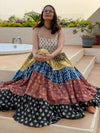 Mixed Colors Hand Block Printed 5 Tiered Spaghetti Dress