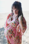 Floral Empire Waist Dress Butterfly Sleeves Maternity Kaftan