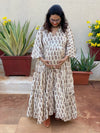 Ivory Paisley Motif Hand-Block Tiered Maternity Dress