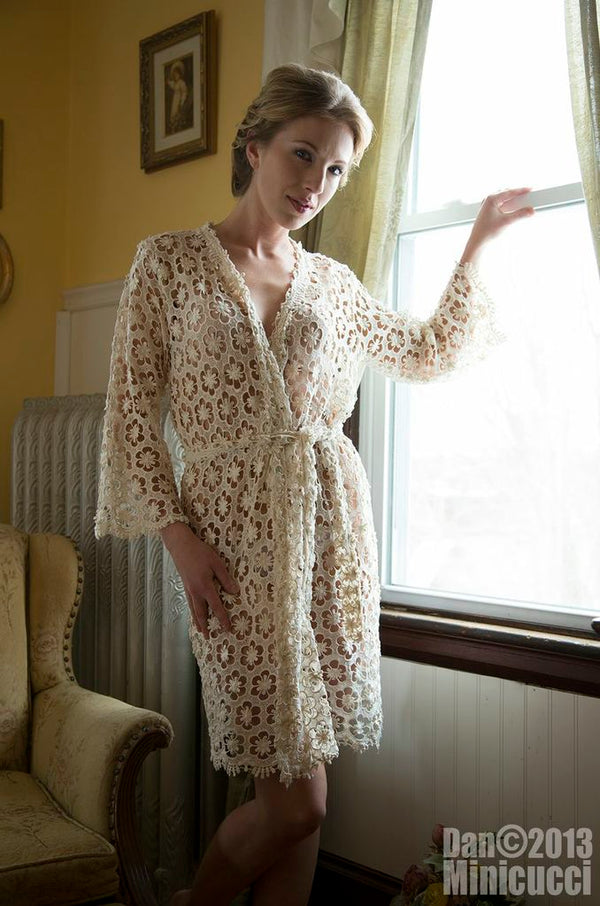 Unlined Ivory Lace Robe