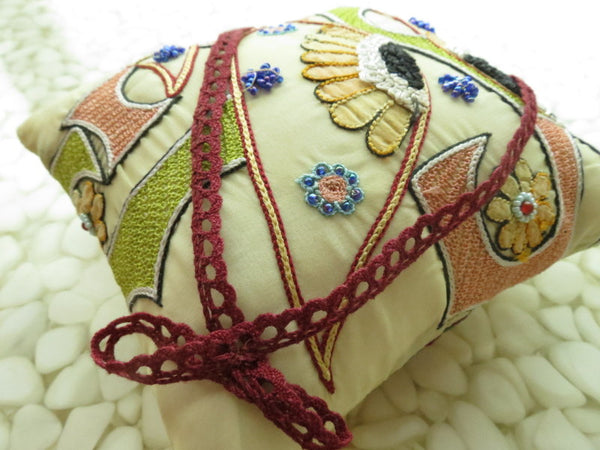 One of a kind embroidered Ring Bearer Pillow