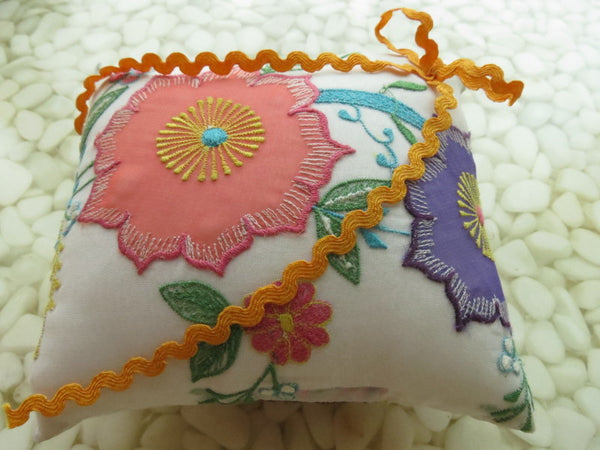 One of a kind embroidered Ring Bearer Pillow