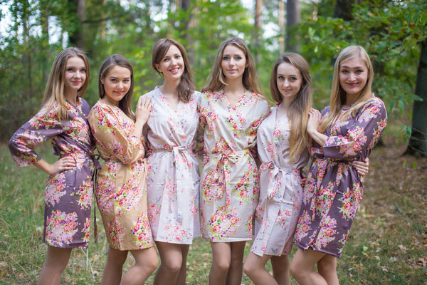 Taupe Brown and Cream Wedding Colors Bridesmaids Robes