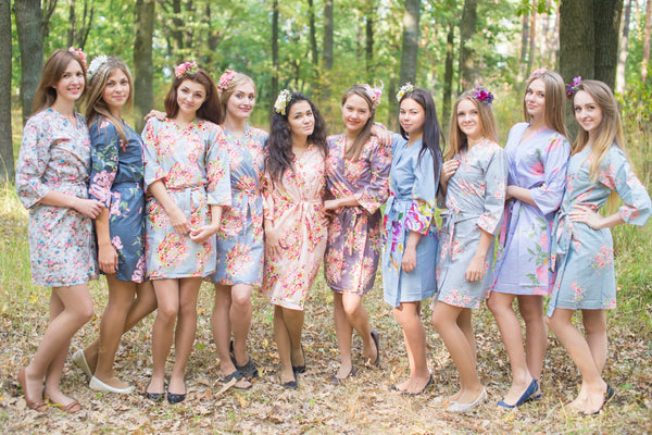 Shades of Gray Wedding Colors Bridesmaids Robes
