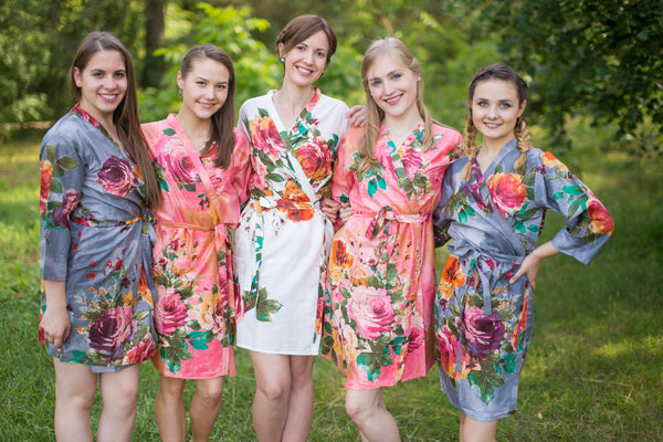 Coral and Gray Wedding Colors Bridesmaids Robes