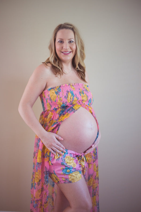 Floral Chiffon Split Front Maternity Dress
