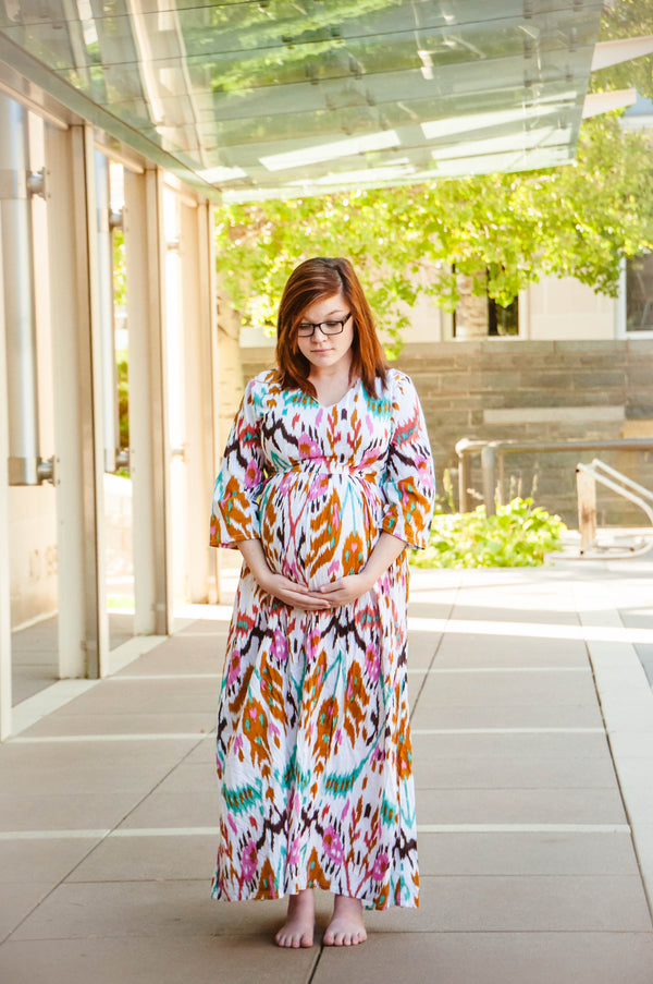 Aztec Ikat Maternity Maxi Dress