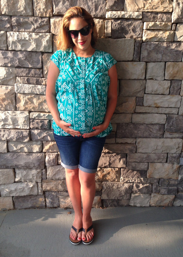 Teal Front Buttoned Maternity Shirt