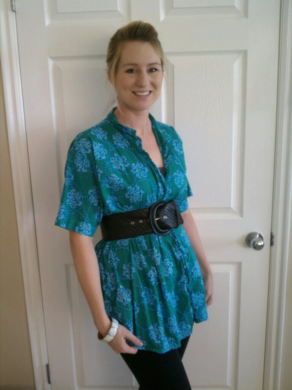 Teal Front Buttoned Maternity Shirt