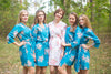 Peacock Blue Faded Flowers Pattern Bridesmaids Robes