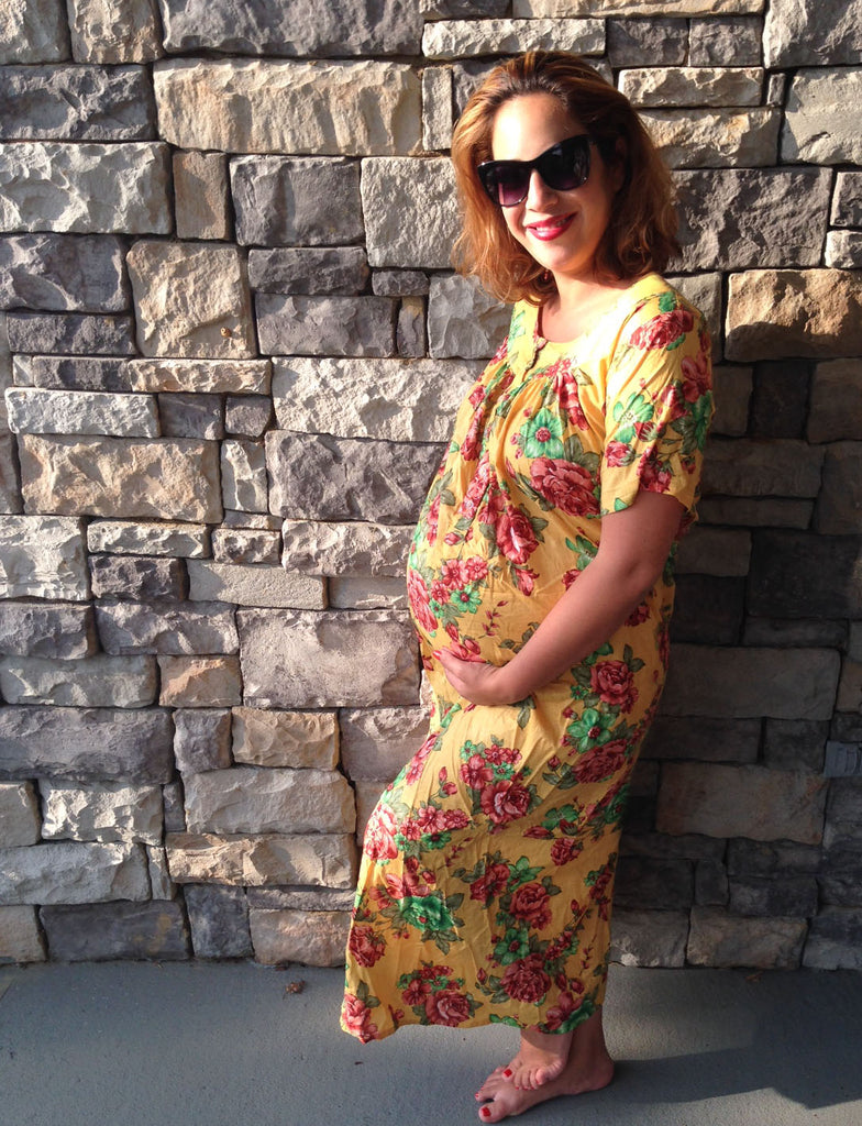 Floral Maternity Muumuu Front Buttoned Laughing Cherries