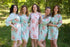 Faded Flowers Pattern Bridesmaids Robes|Seafoam Faded Flowers Pattern Bridesmaids Robes|Faded Flowers