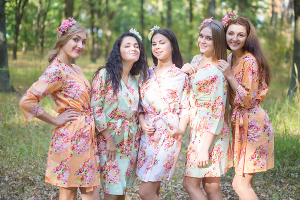 Light Peach & Mint Wedding Colors Bridesmaids Robes