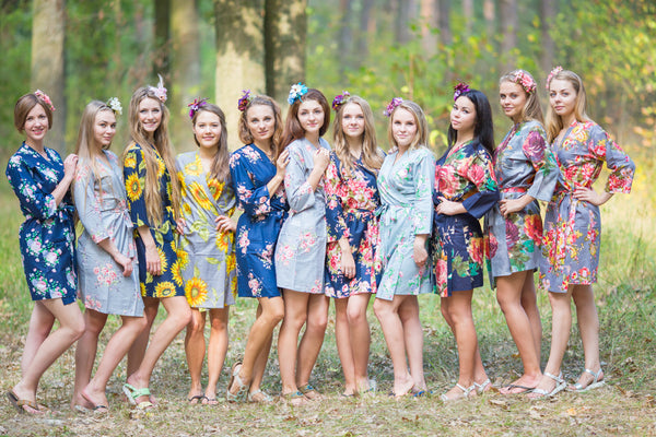 Navy and Gray Wedding Colors Bridesmaids Robes