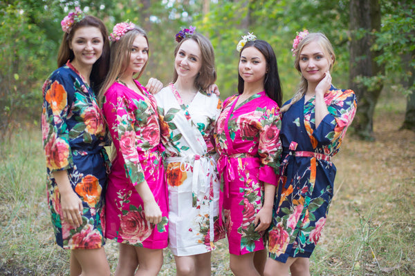 Navy Blue and Magenta Wedding Colors, Bridesmaids Robes