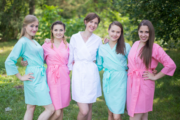 Pink and Mint Wedding Colors Bridesmaids Robes