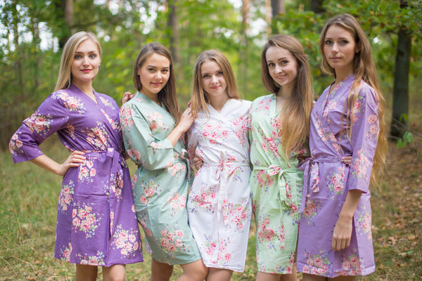 Lilac & Grayed Jade Wedding Colors Bridesmaids Robes