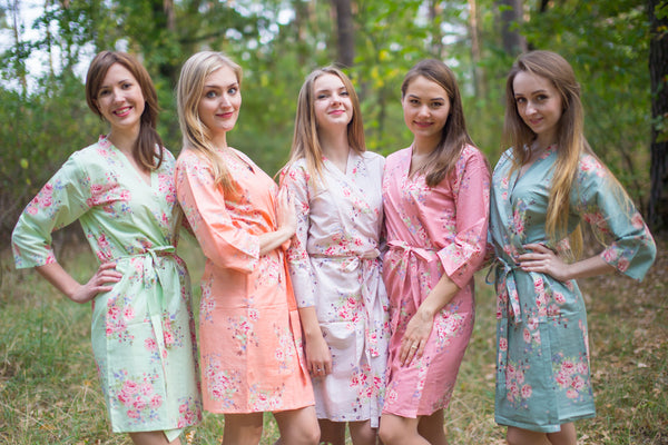 Mint, Peach & Grayed Jade Wedding Colors Bridesmaids Robes