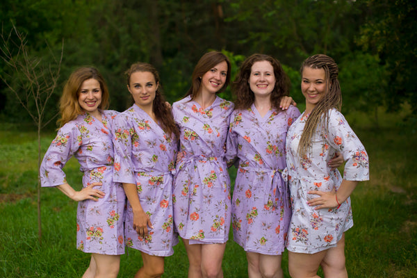 Lilac Romantic Flowers Pattern Bridesmaids Robes