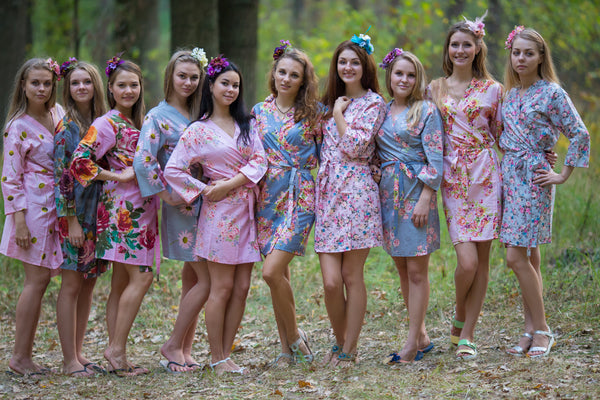 Gray and Pink Wedding Colors Bridesmaids Robes