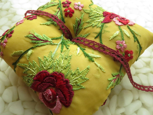 Beautifully detailed Embroidered Ring Bearer Pillow