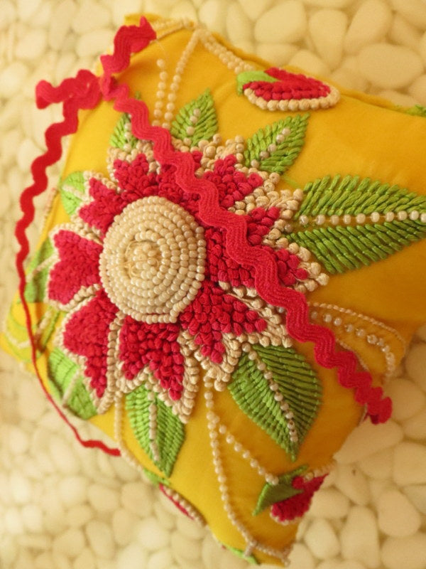 Beautifully detailed Embroidered Ring Bearer Pillow